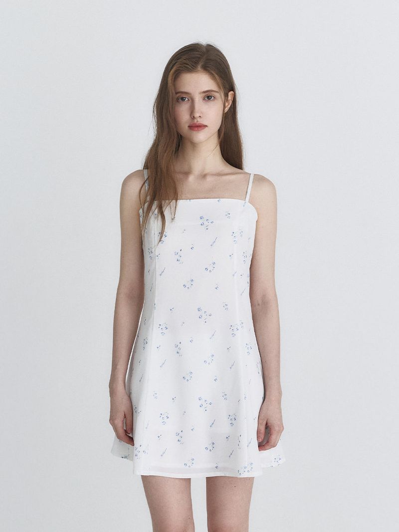Floral flare dress (White)