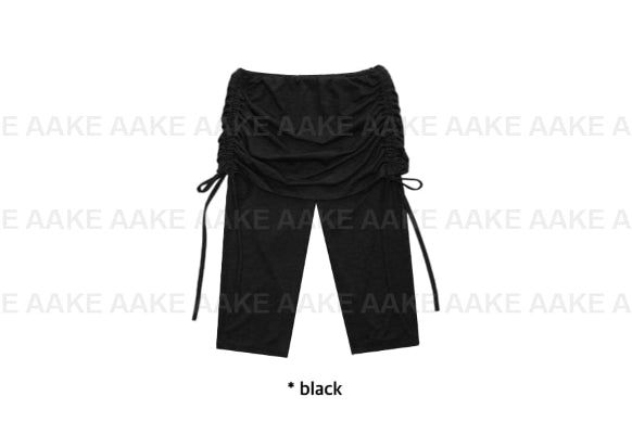 SHIRRING SKIRT-LAYERED PANTS