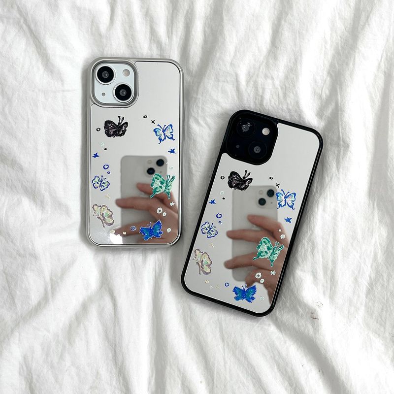 [MADE][Mirror Silver Bumper Case] Butterfly Drawing Mirror Case