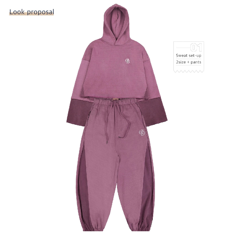 PIGMENT CUTTED BALLOON SWEATPANTS_REDDISH PURPLE