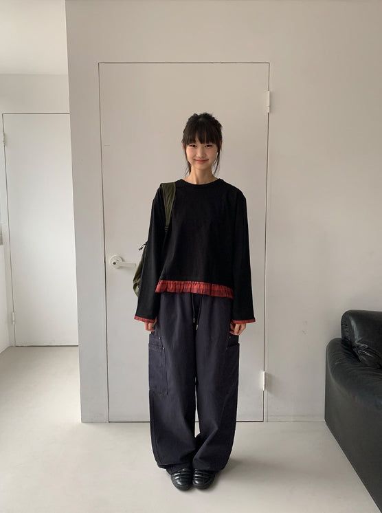 Hibamp Wide Cargo Banding Pants