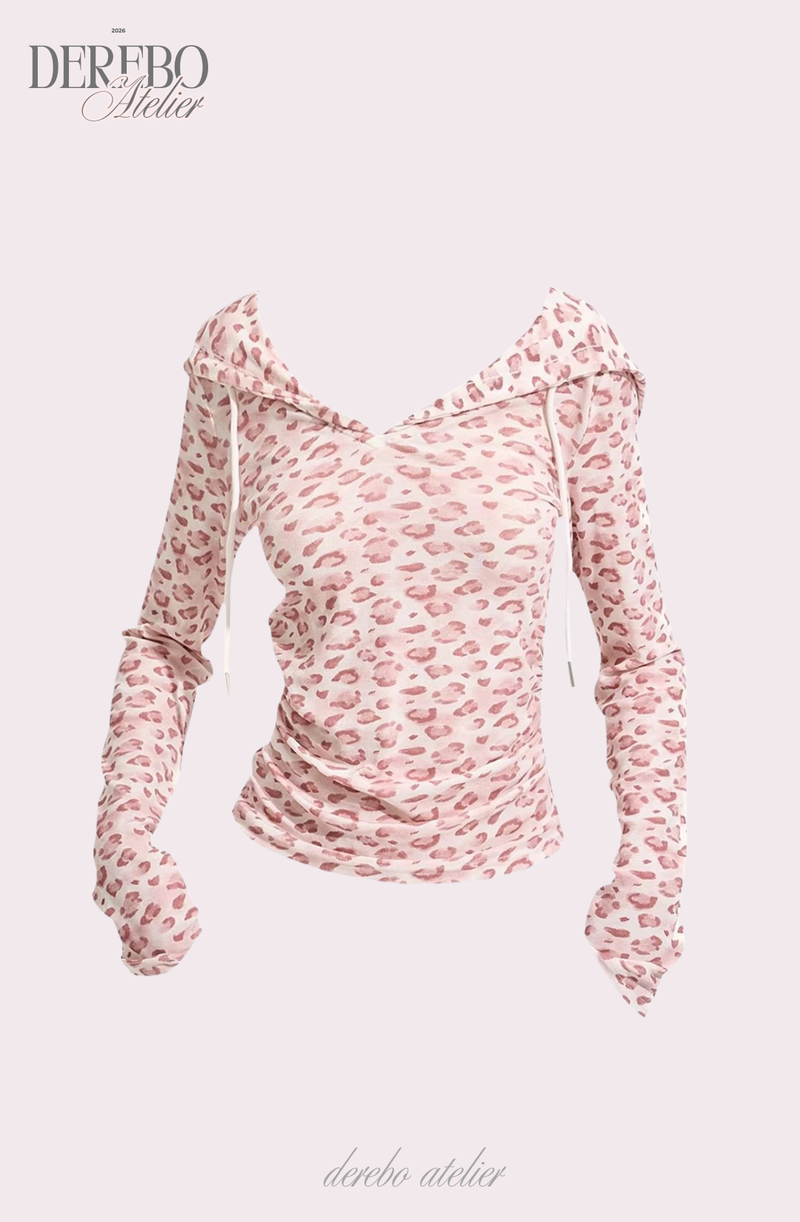 Pink Bly Leopard Hoodie Long Sleeve T-Shirt