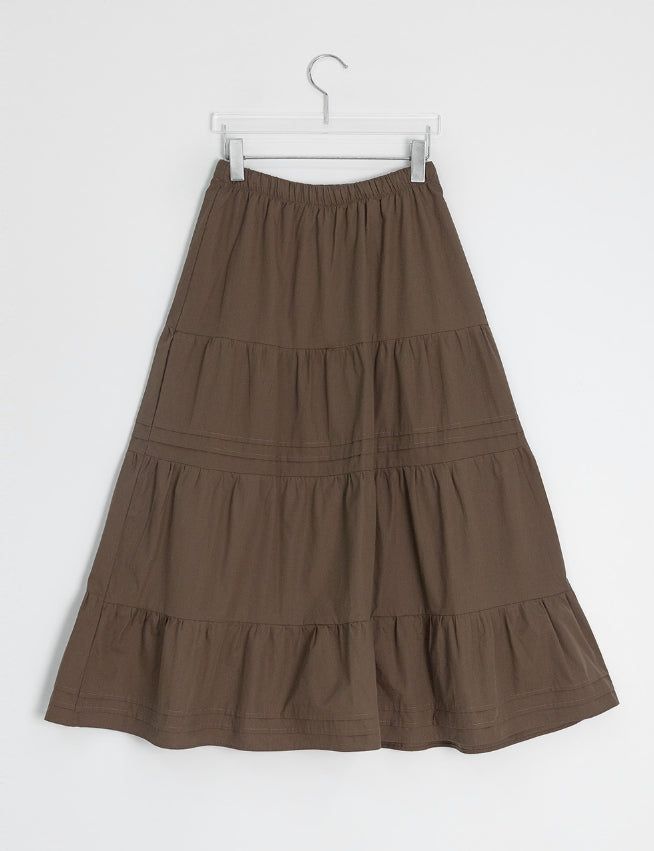 Nayuta Pintuck Tiered Banding Long Skirt