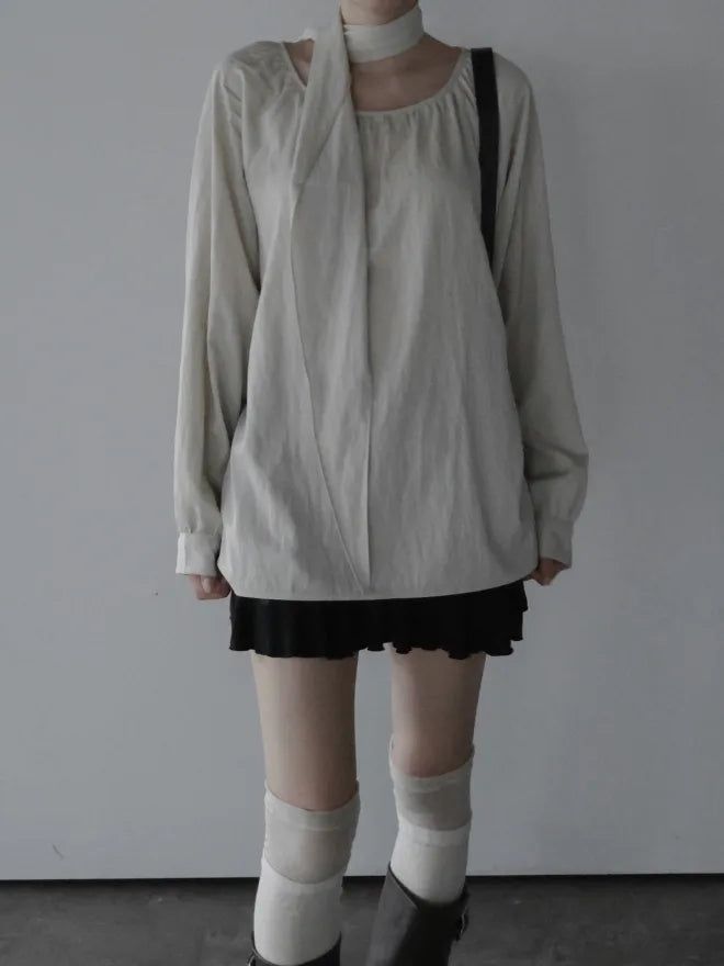 Mue Shirring Scarf Blouse
