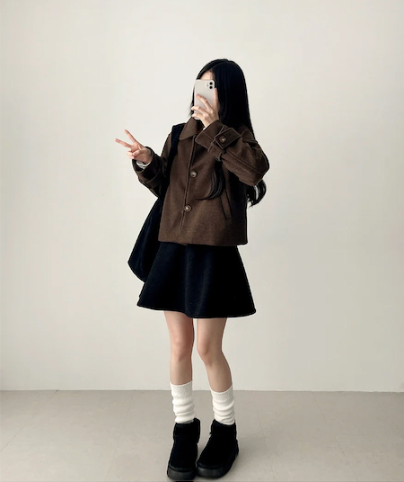 Lorton Wool Pin Tuck Flared Miniskirt