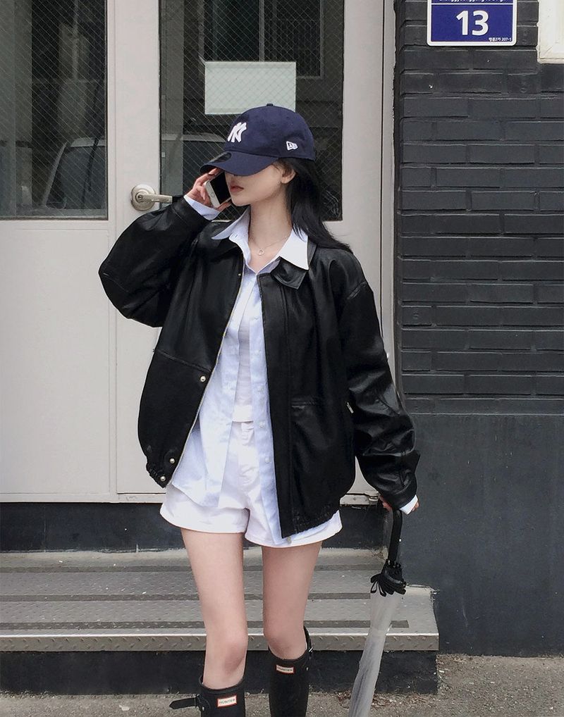 [Bellide made/Overfit] ロックシックレザーブルージャケット