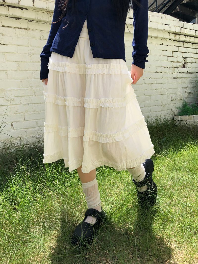 Reba Flare Tiered Midi Skirt