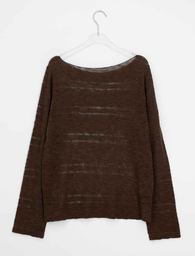 Libya Loose-Fit Boat Neck See-Through Knit