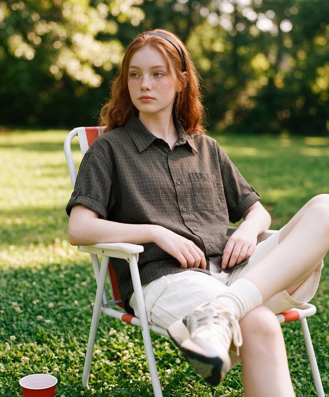 26SS★ Picnic Roll-up Check Short Sleeve Shirt
