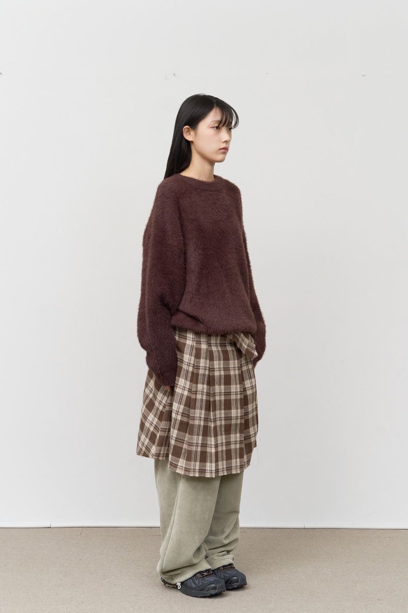 (W) Kite Cutting Checked Skirt