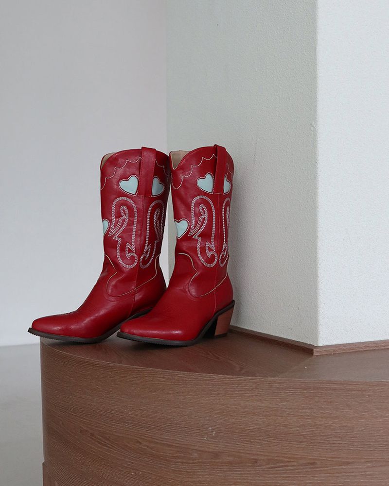 1:1 Custom Order Red Heart Western Boots