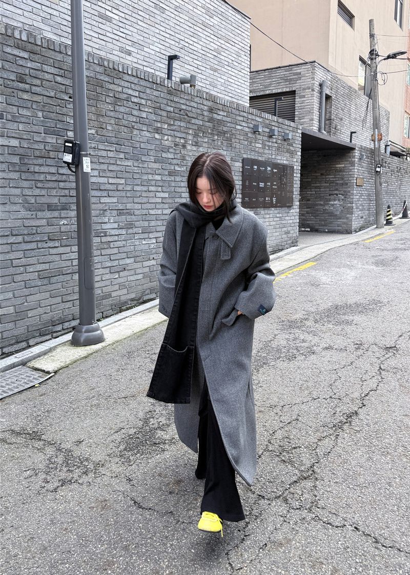 WOOL HIGHNECK LONG COAT