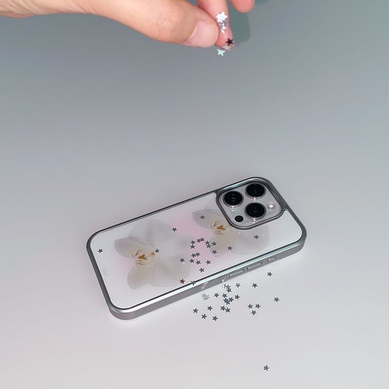 [MADE] ORCHID PHONE CASE (epoxy silver bumper)