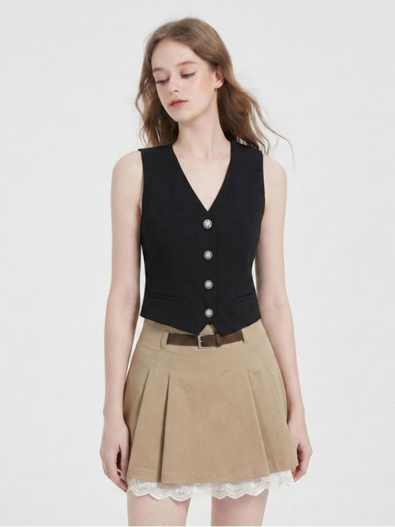 TWEEDY-A（ツウィーディア）の「[PRE-FALL] ダナ ヴィンテージ ボタン テーラードベスト ブラック（トップス）」