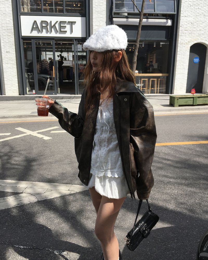 [Made] Rene leather jacket -brown