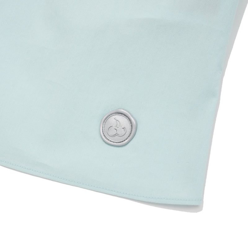 RIBBON SHIRRING SHORT SLEEVE BLOUSE [ICE]