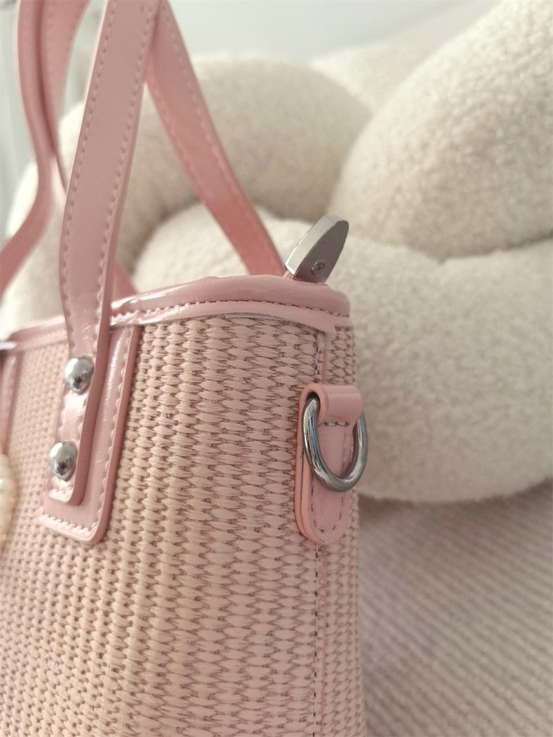 Vacation Straw Rattan Beach Holiday Bucket Bag