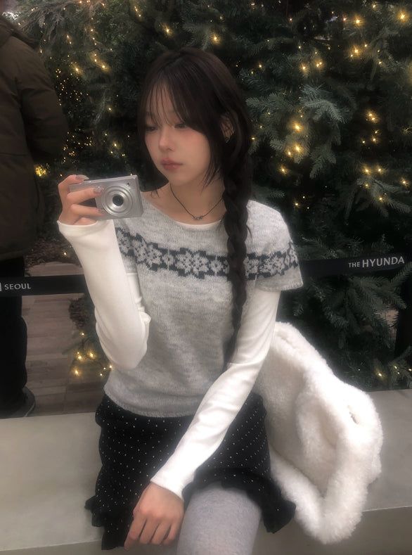 Freak Dot Frill Banding Knit Skirt