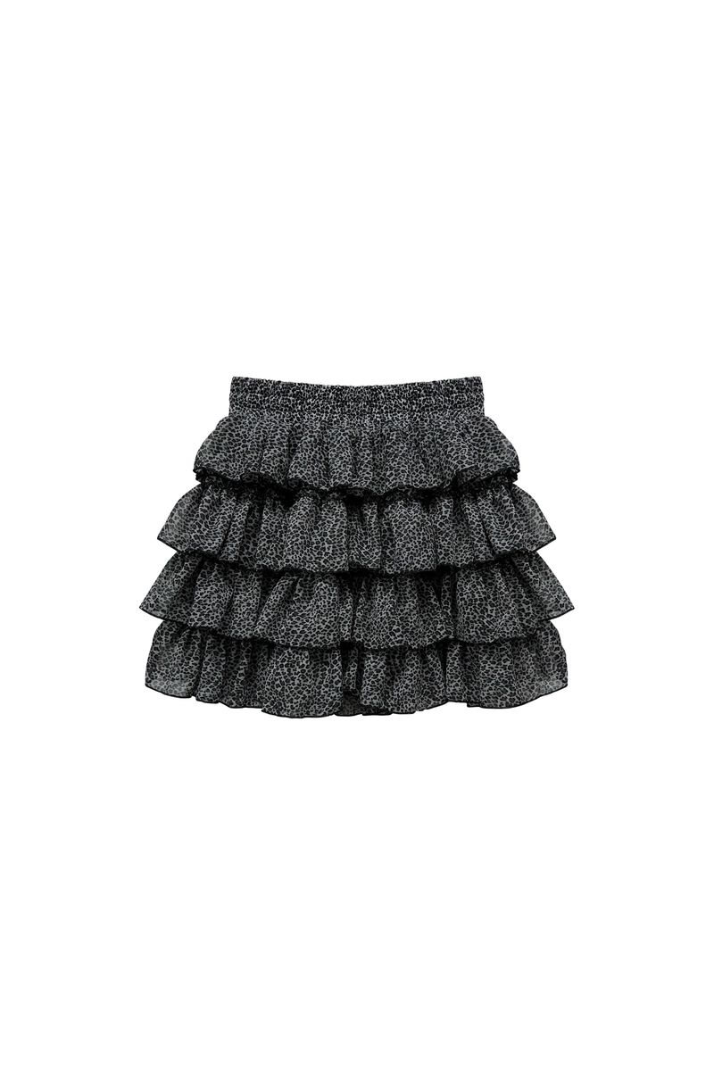 LEOPARD CANCAN MINI SKIRT PANTS / GRAY