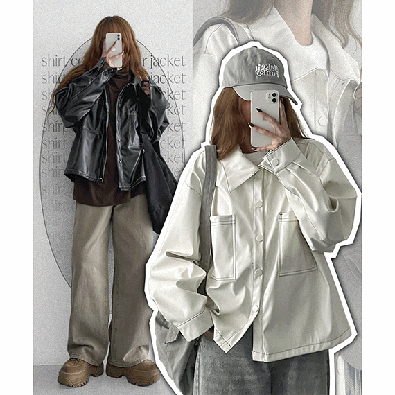 hijjoo(ハイチュー)の「Stitch Pocket Leather Shirt jk(Jackets/Outerwear)」
