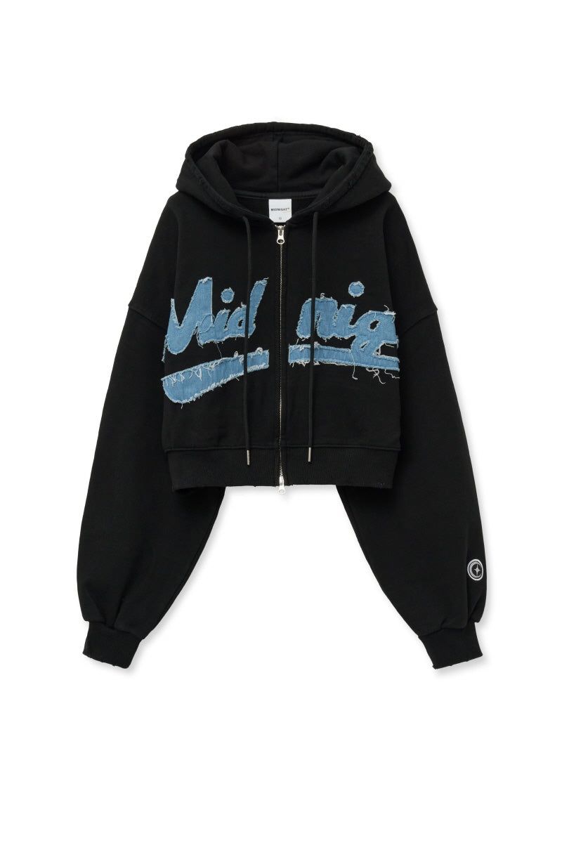damage hood zip up (black)