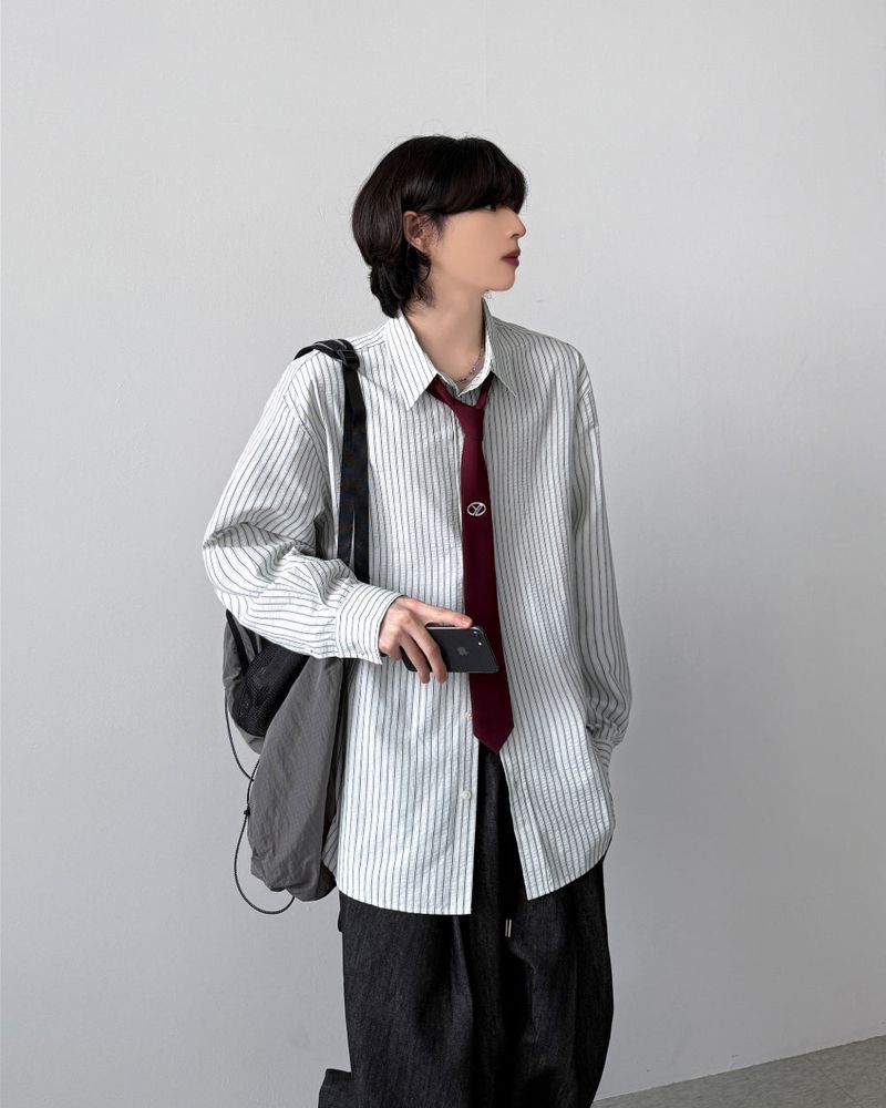 YOURNUS（ユアナス）の「Hamlet Stripe Over Shirt（Tops）」