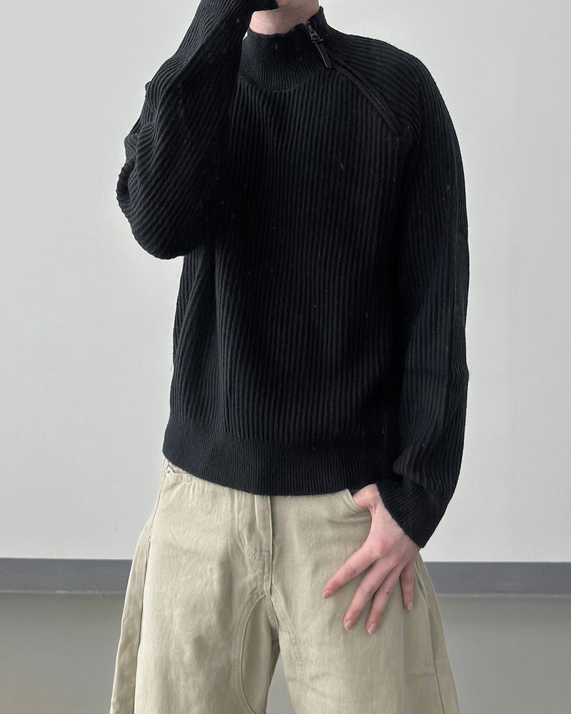 Niv Shoulder Zip-Up Regular Knit