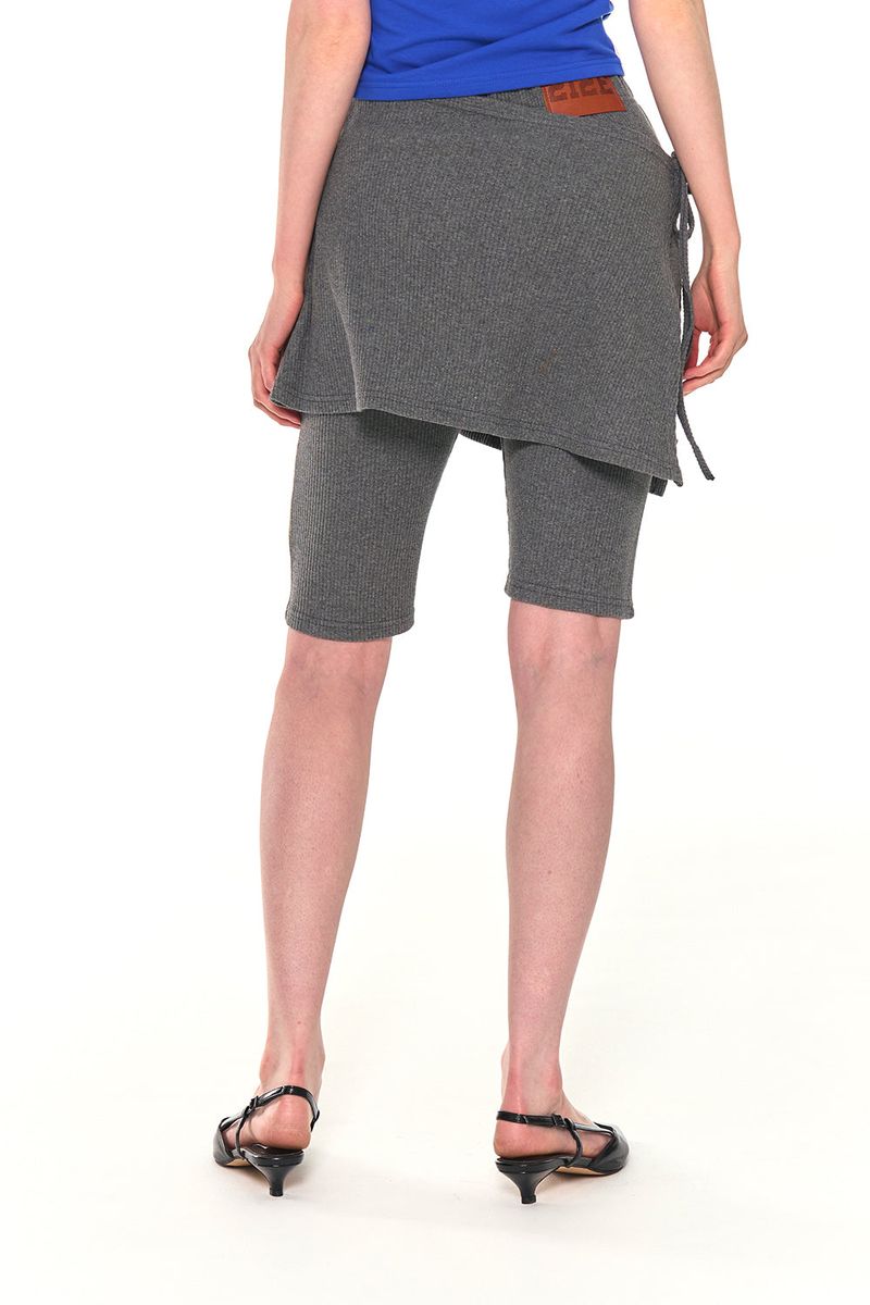 BIKER LAP SKIRT SHORTS (CHARCOAL)