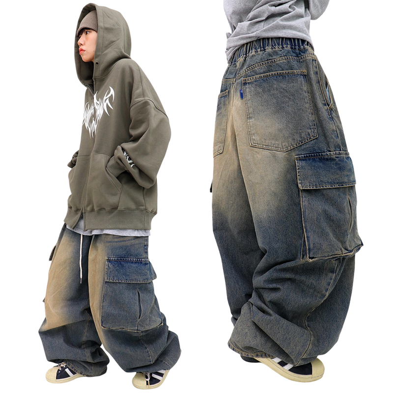 Vintage Washing Cargo Balloon Pants