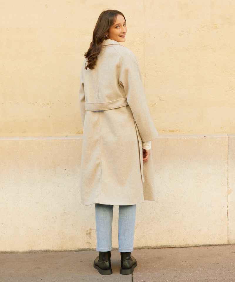 RCH wool blended robe coat light gray