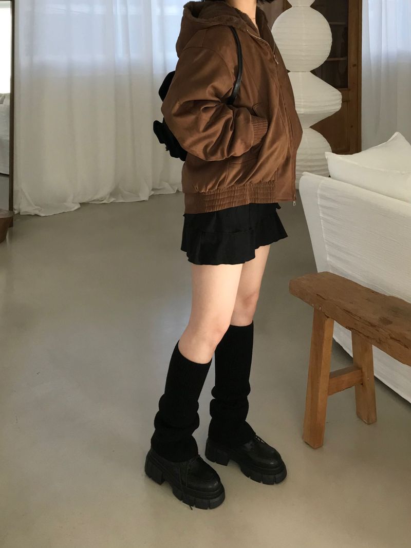 Suede fur hooded jumper (2 colors)