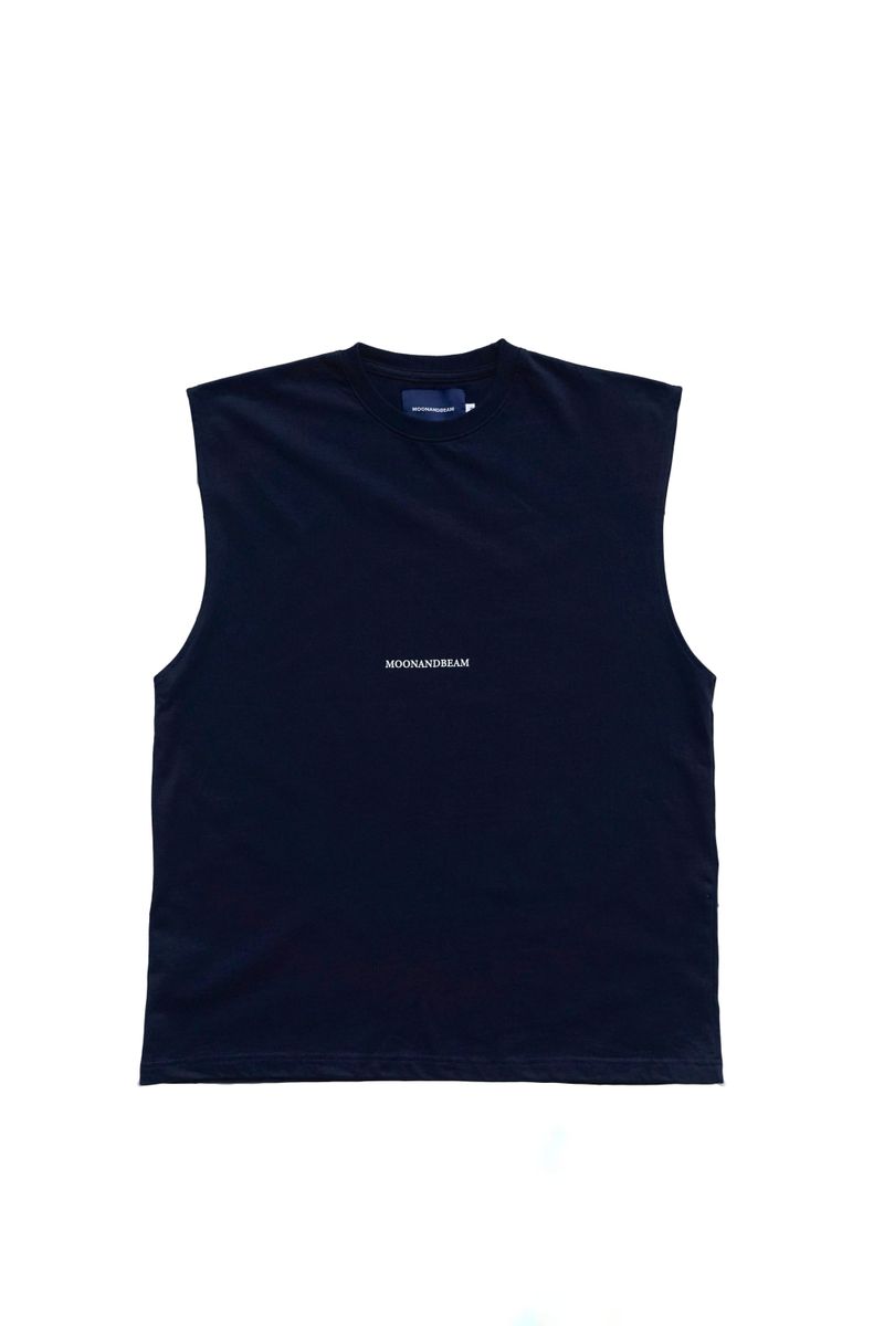 MOONANDBEAM（ムーンアンドビーム｜）の「SLEEVELESS COTTON TEE (NAVY)（Tops）」