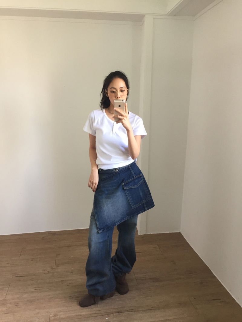 Low layered denim skirt (1color)