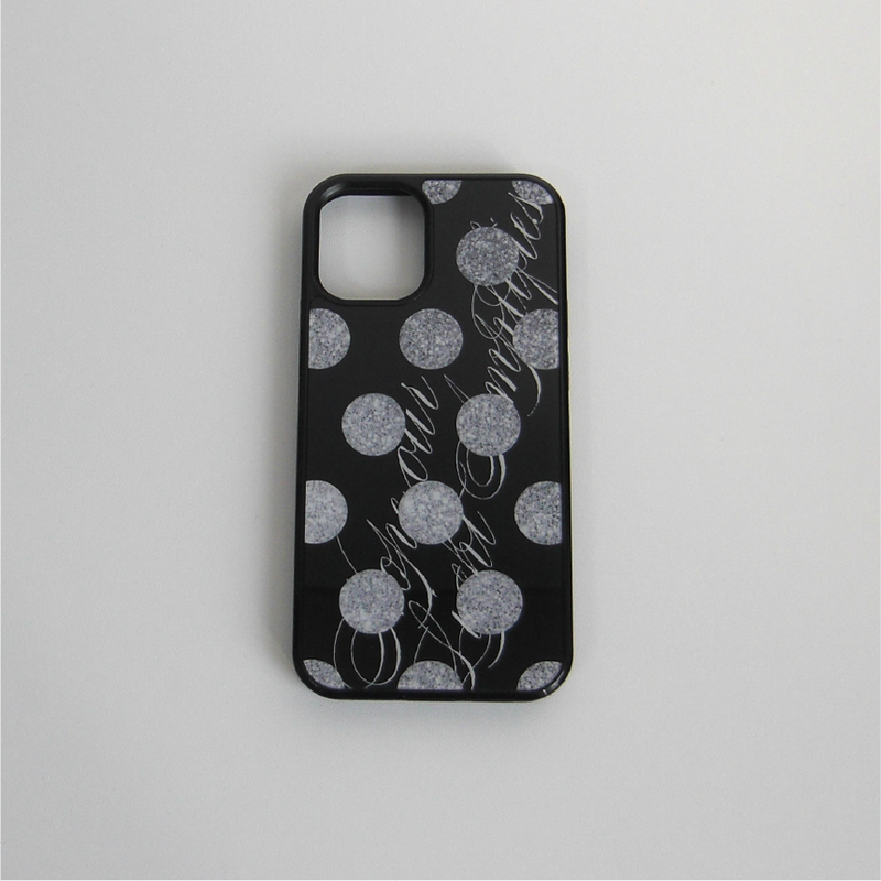 [MADE] glitter dot slogan glass bumper case