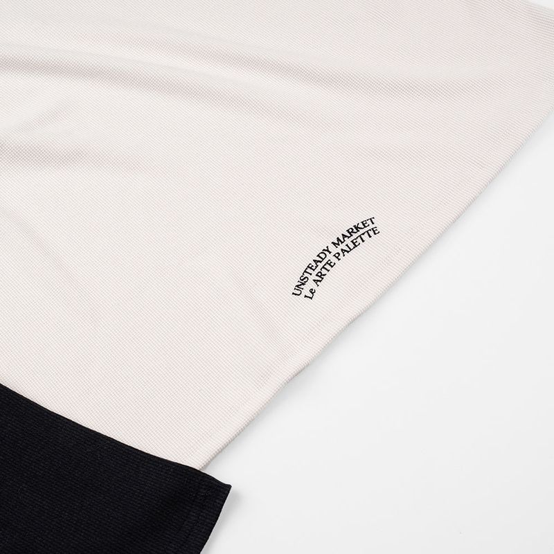 ラグランワッフル長袖Tシャツ_ ブラック