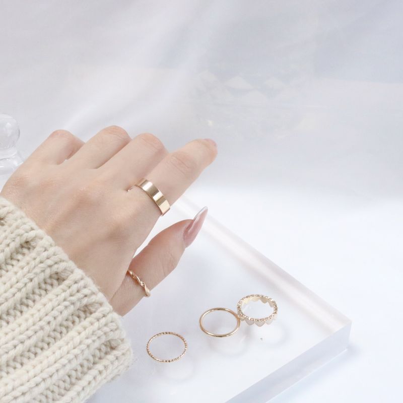 Swan Heart Layered Ring Set