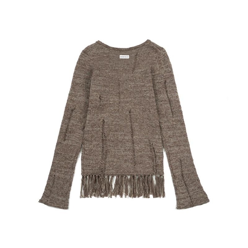VINTAGE FRINGE KNIT (MOCHA)