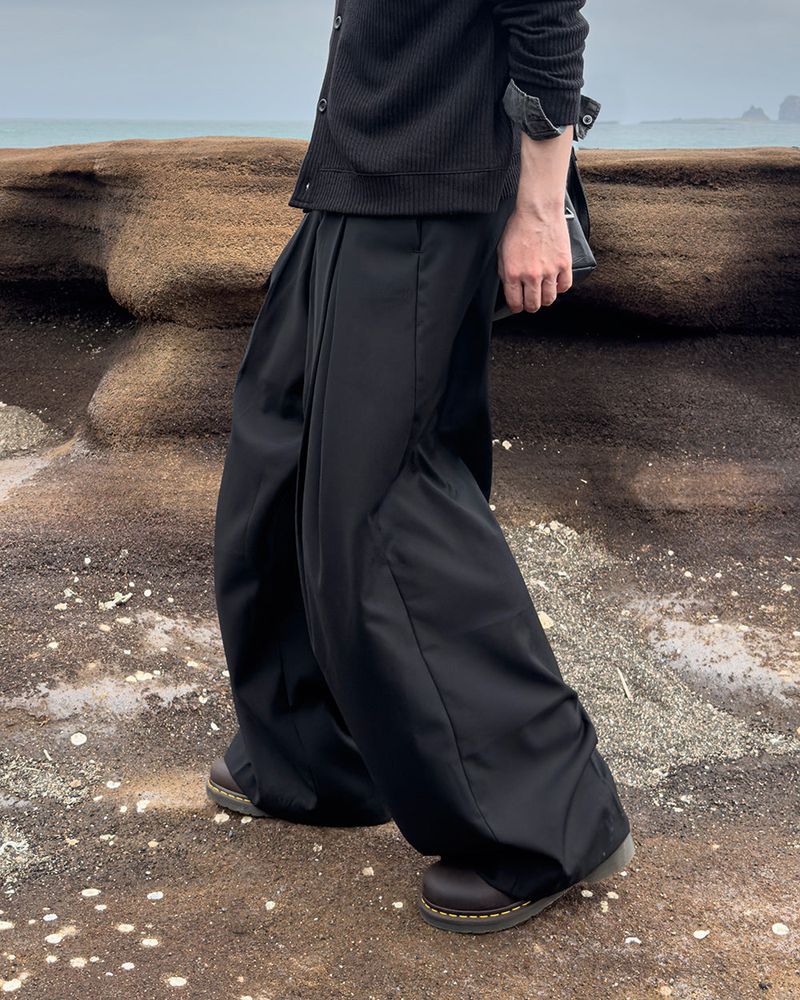 Drape Belted Wide Slacks
