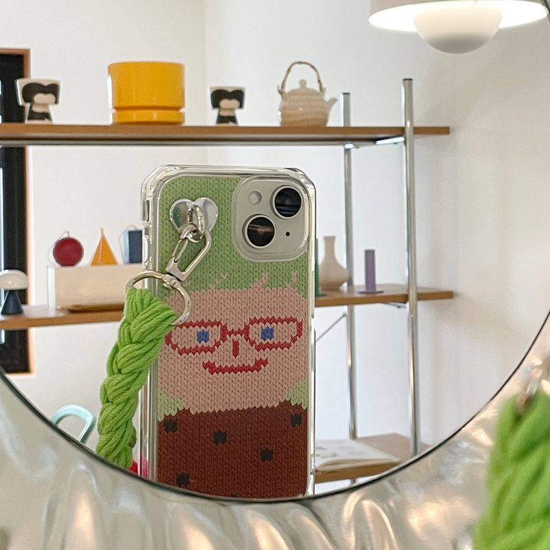 SMILEY FACE HARD JELL CASE - VER.2 (+HAIR KEYRING SET) - GREEN