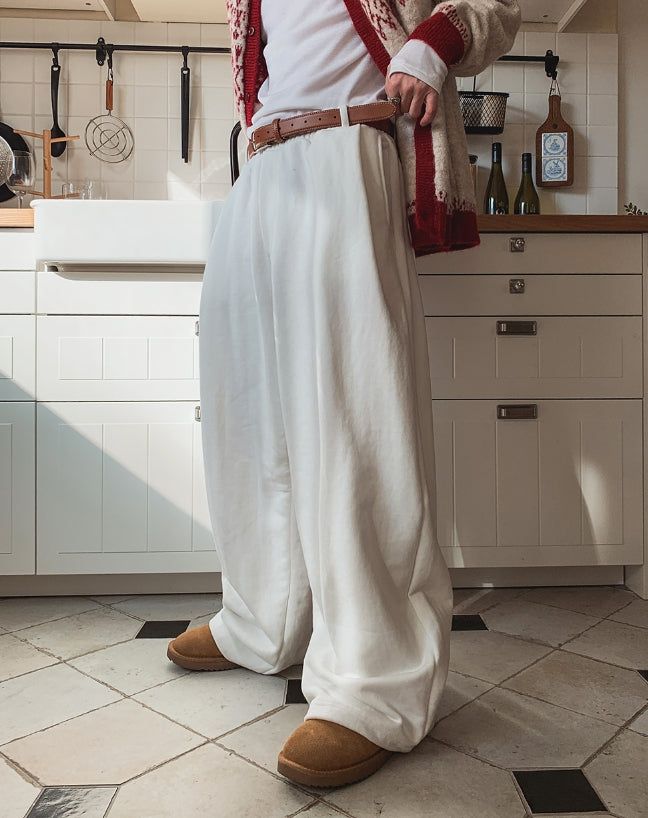Nouz Pintuck Belted Balloon Brushed Sweatpants