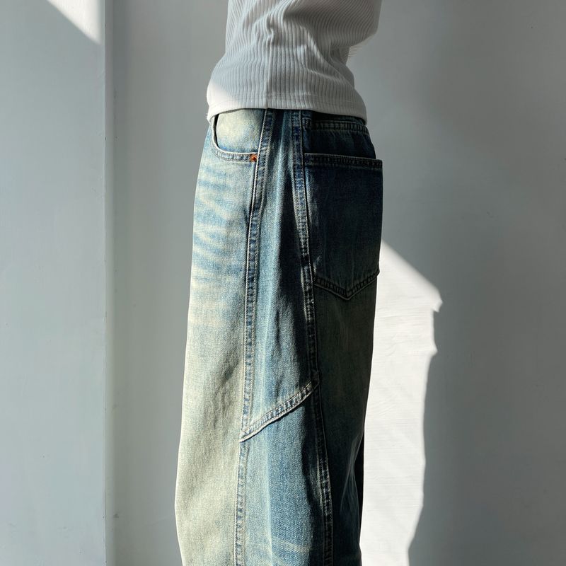 Faded Panel Wide Denim