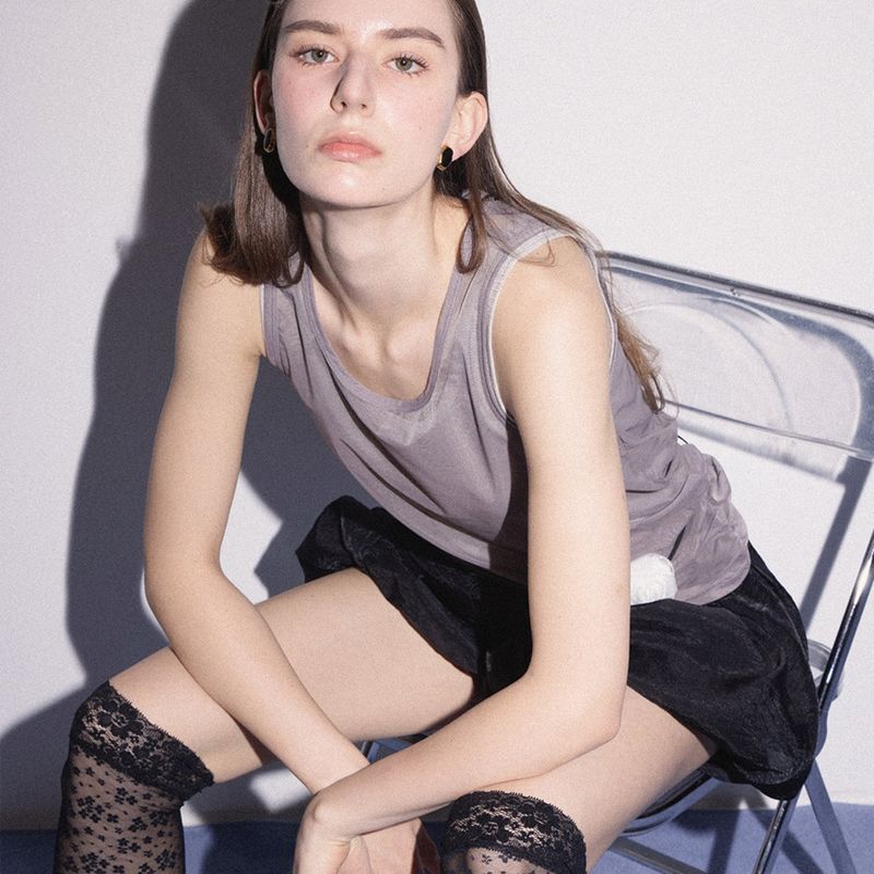 ROSE SEE THROUGH TANK TOP SET