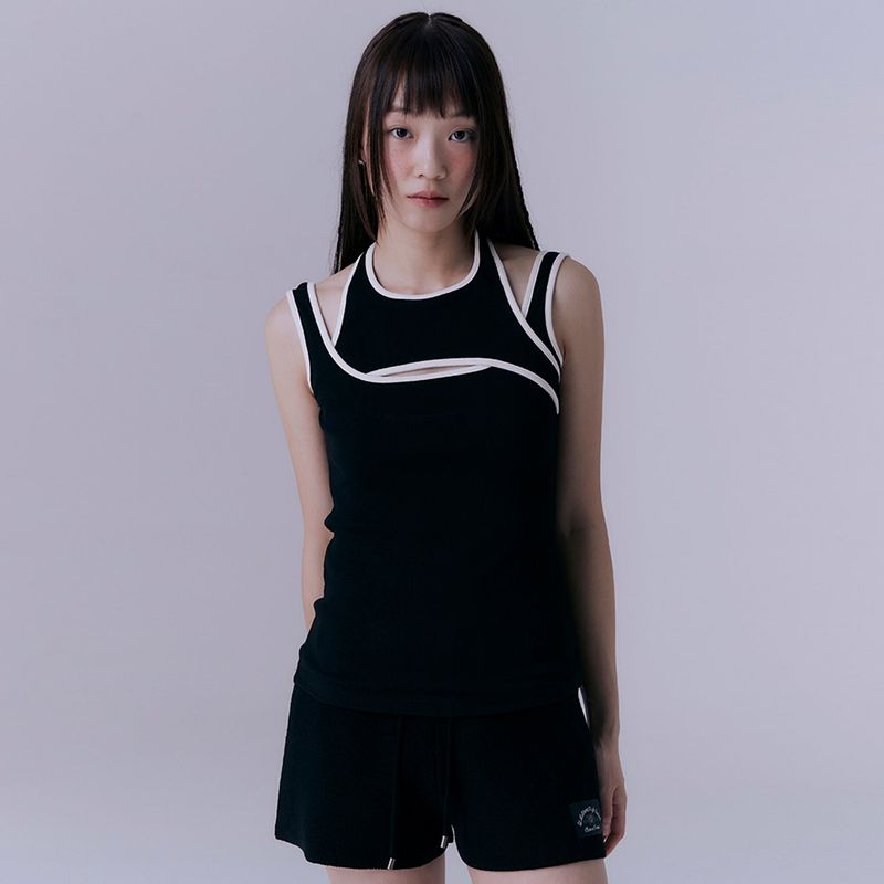 SILN(シルン)の「Layered jersey sleeveless (BLACK)(Tops)」