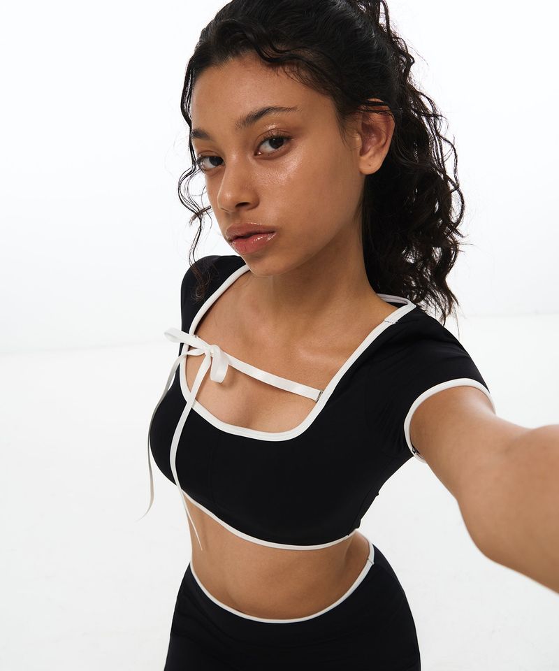 Line Classic Short Bikini Bra BK (Side ribbon)