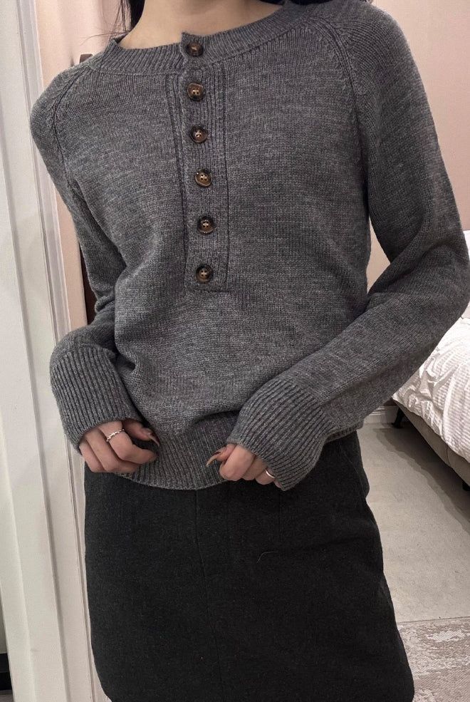 Uni Big Button Knit