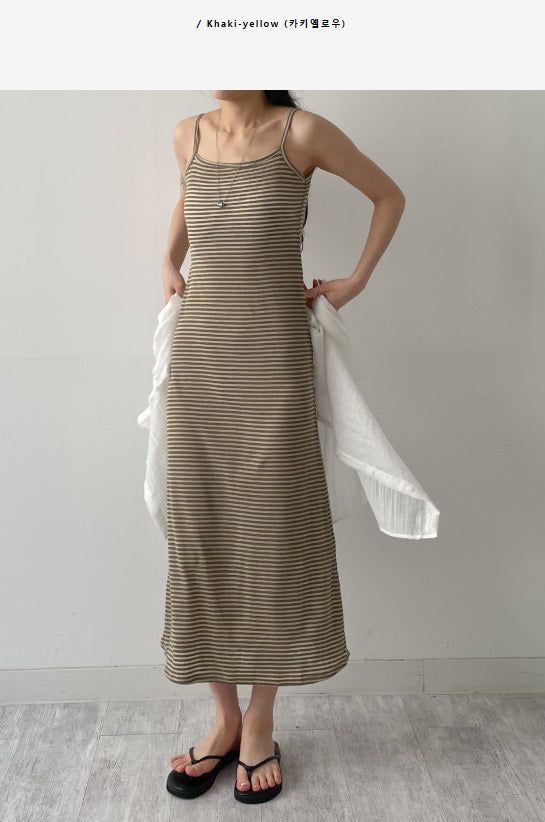 INCHANT ME（インチャントミー）の「Stripe Long Sleeveless One Piece（Dresses）」