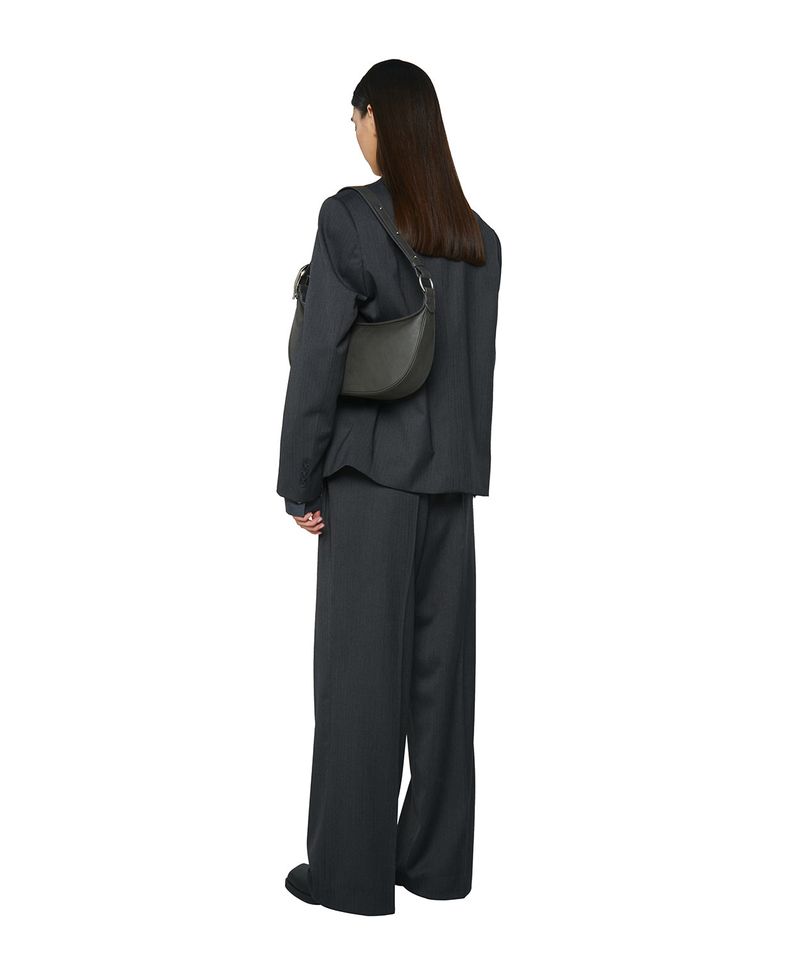 H-Buckle Soft Leather Hobo Bag (gray)