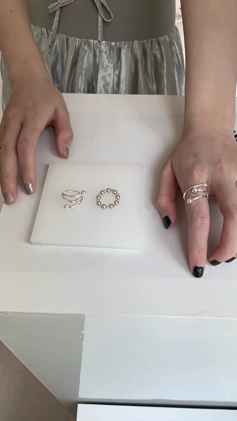 3silver balls silver ring(1pcs)