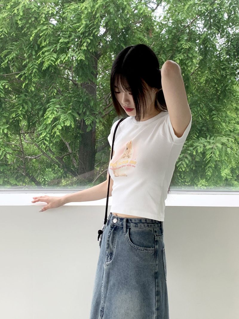 [MADE] エルカバニーラビットプリントクロップド半袖Tシャツ