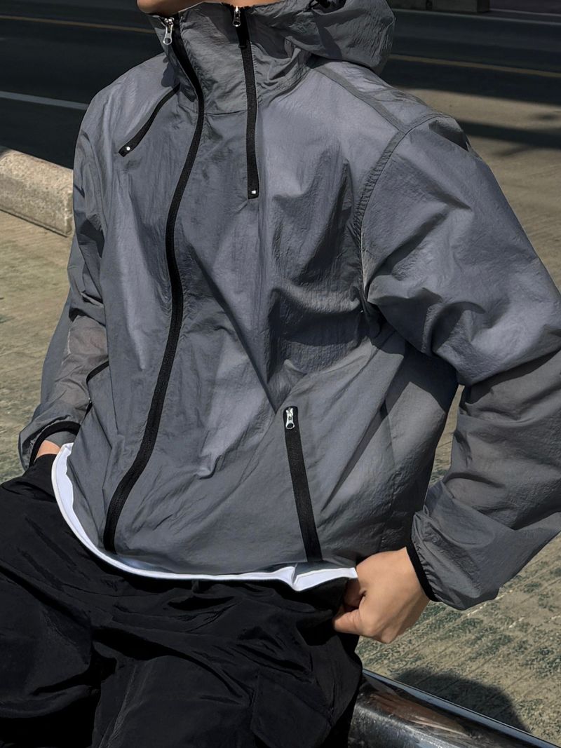 Rex cut line zipper windbreaker